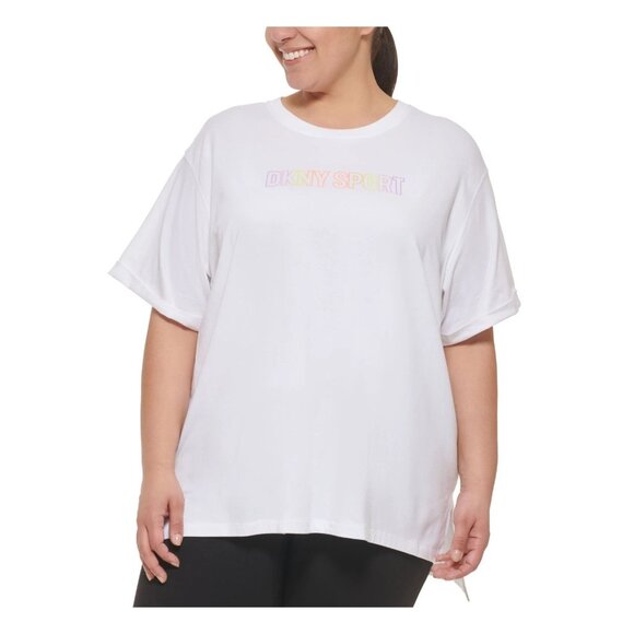 DKNY SPORT Womens Crew Neck T Shirt Top DPPT8656 Relaxed Fit White Size X Large - Picture 1 of 4